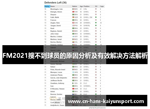 FM2021搜不到球员的原因分析及有效解决方法解析